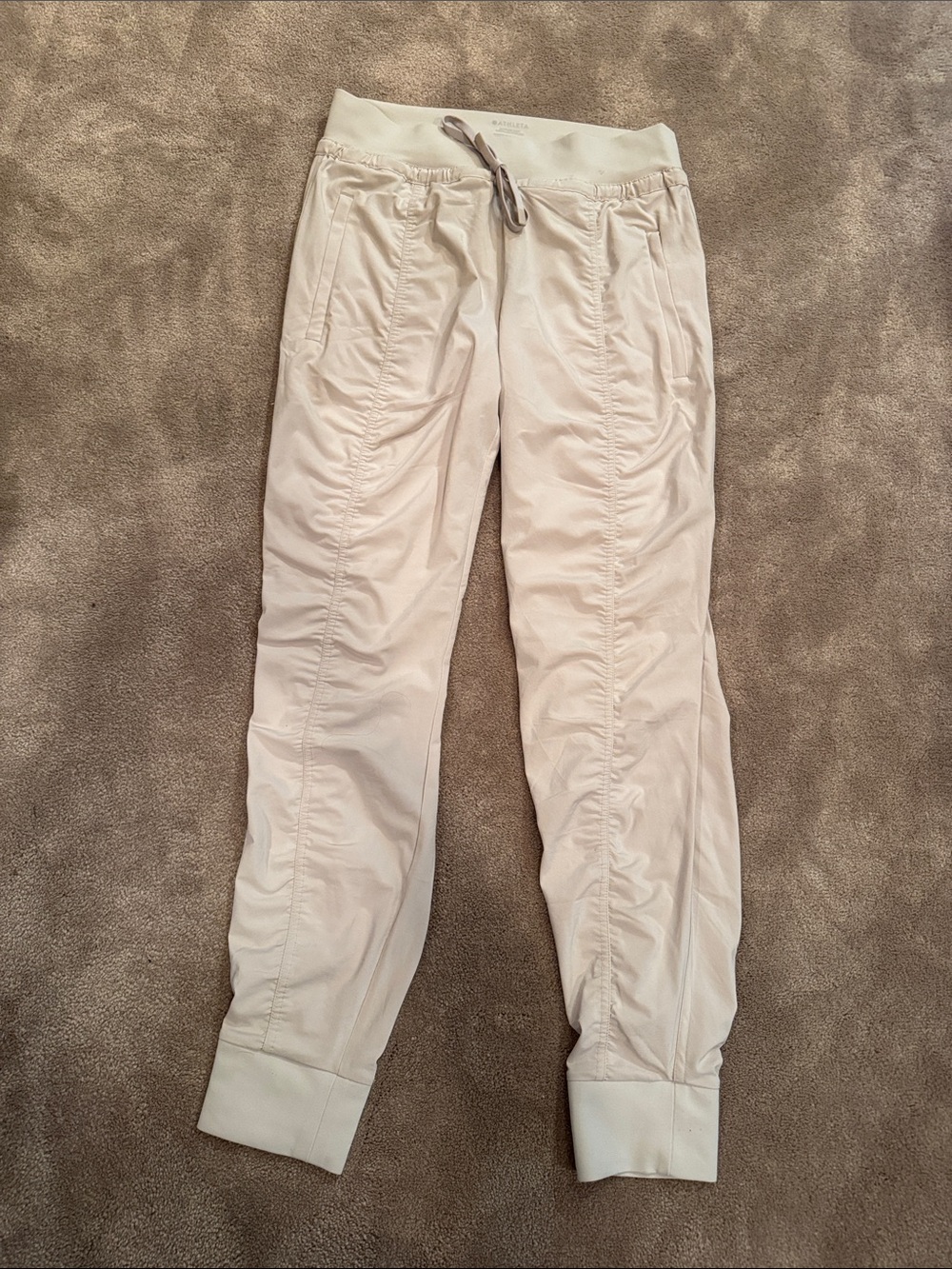 Athleta Attitude Pant - Light Beige Drawstring Jogger Pants